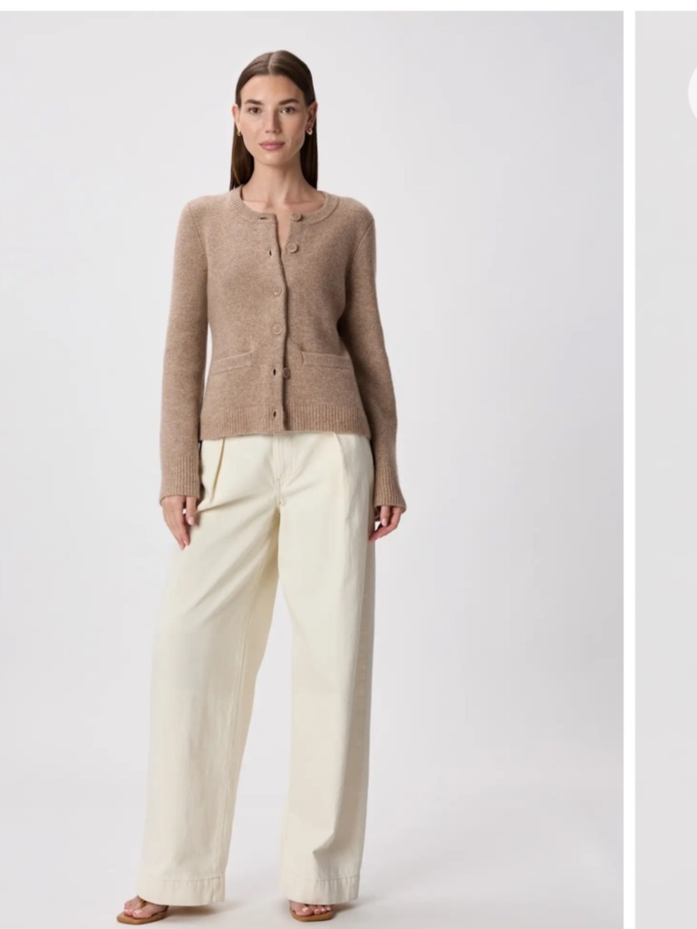 Quince  Mongolian Cashmere Structured Cardigan Sweater Oatmeal Size Small - Picture 6 of 7